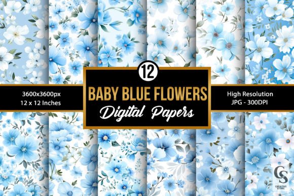 Baby Blue Winter Flowers Patterns: A Versatile Design for Creative Projects