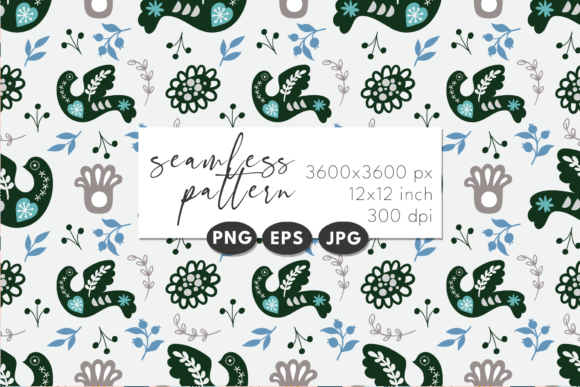 Bird Folk. Skandy Seamless Patterns.