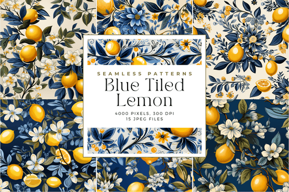 Blue Tiled Lemon Seamless Patterns: A Creative Resource for Crafting Enthusiasts