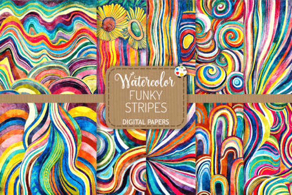 Funky Stripes Watercolor Patterns