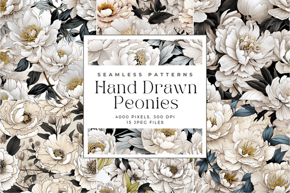 Hand Drawn Peonies Seamless Patterns: A Creative Resource for Designers and Crafters