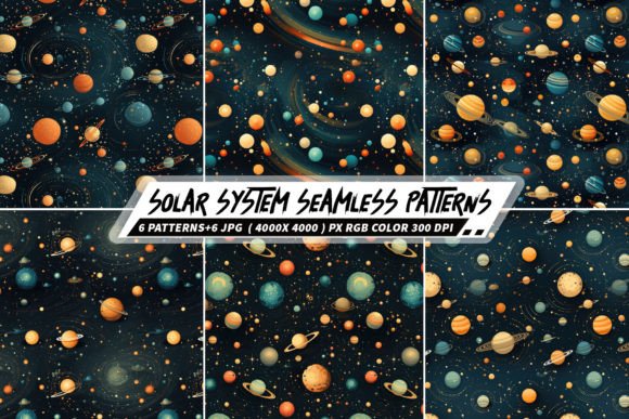 Solar System 6 Seamless Patterns: A Creative Resource for Modern Designers