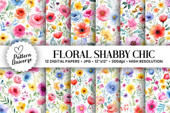 Watercolor Rainbow Shabby Chic Patterns